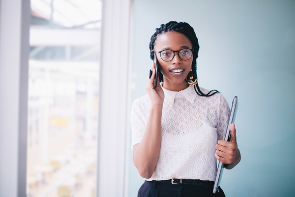 Business woman on phone